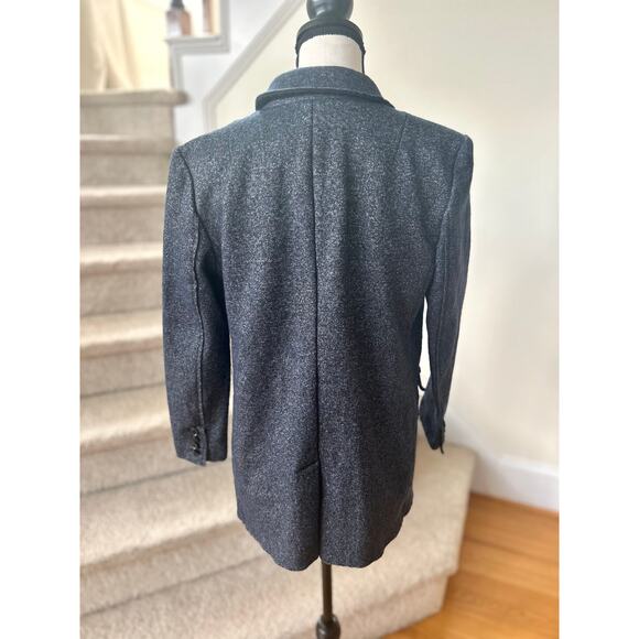 Banana Republic Navy Marled Raw Hem Wool Blend Single Button Blazer - Picture 3 of 8